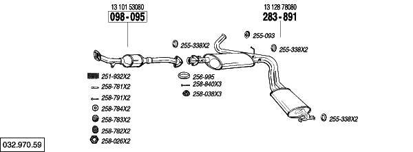 Complete Exhaust System For Fiat Ducato I 1.9-2.5 Diesel – Rear Center Section With Accessories