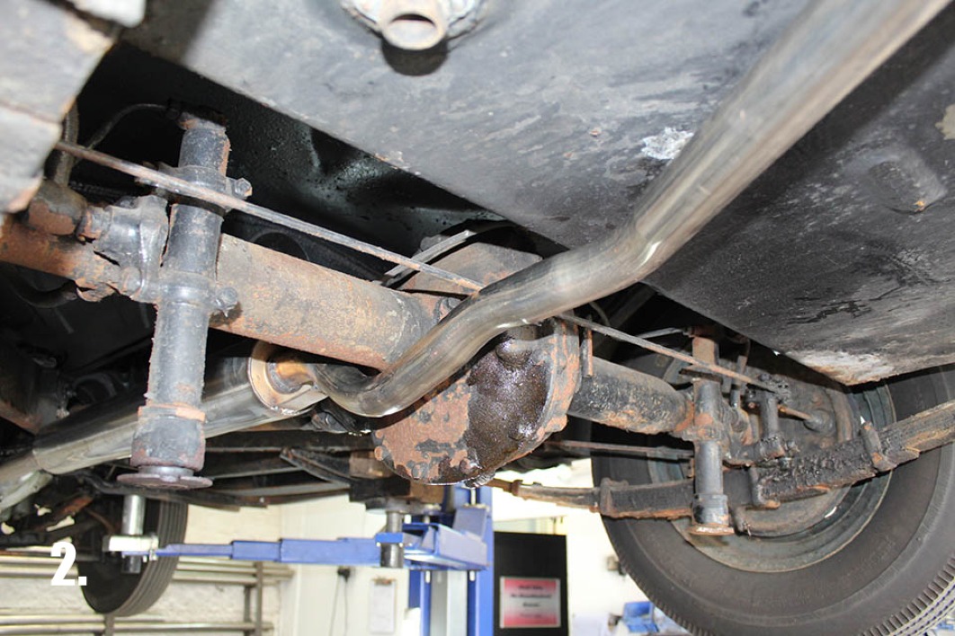 A fully fabricated stainless exhaust system for an Austin 16