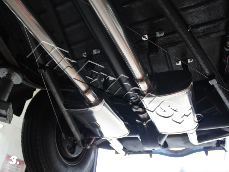 A fully fabricated stainless exhaust system for a Ford Model 48 