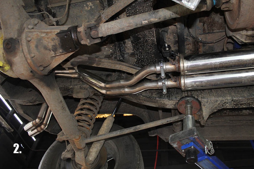 A fully fabricated stainless exhaust system for a Landrover Defender