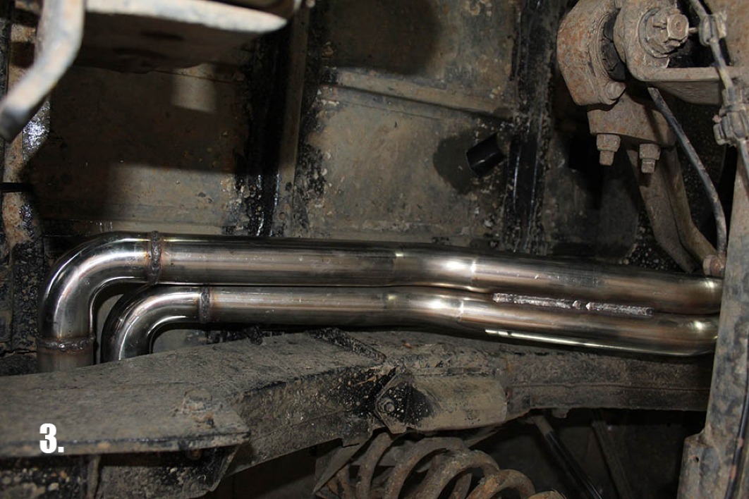A fully fabricated stainless exhaust system for a Landrover Defender
