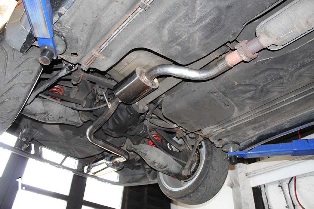 A fully fabricated stainless exhaust system for a Mercedes 190e