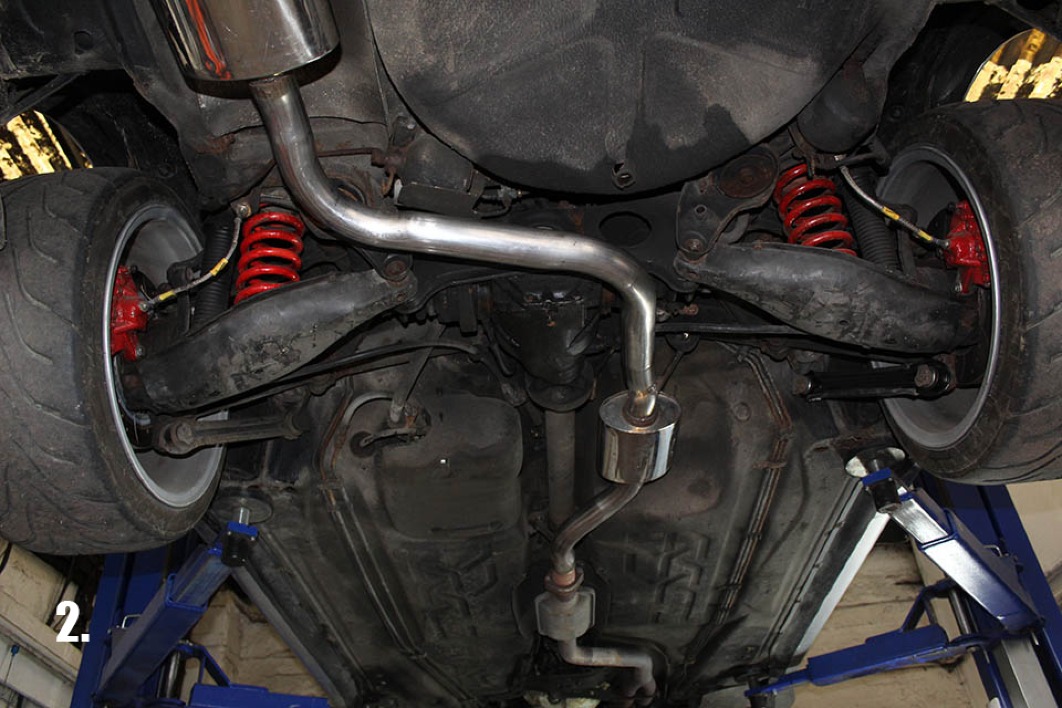 A fully fabricated stainless exhaust system for a Mercedes 190e