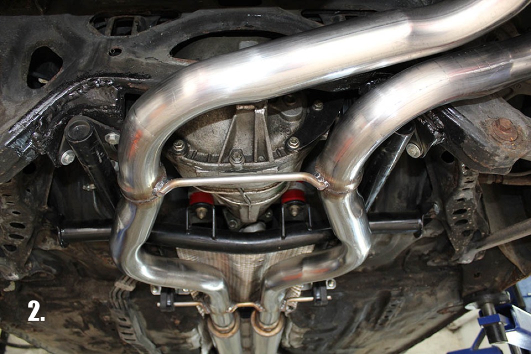 A fully fabricated stainless exhaust system for a Mazda RX7